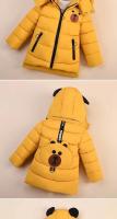 Winter New Baby Boys Jacket Solid Color Cartoon Bear Pattern Thicken Keep Warm Hooded Outwear For 1-6Y Kids Down Cotton Overcoat - details 5