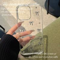 INS Japón Corea plata Bowknot teléfono caso para iPhone 16 15 14 13 12 11 Pro Max X XS XR 7 8 Plus chica epoxi claro brillo cubierta - details 1