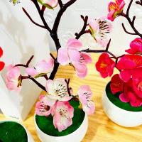 Simulación de estilo chino para decoración de mesa, plantas artificiales de invierno con maceta, para sala de estar, armario, 1 unidad - details 2