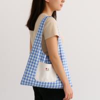 Bolso Vintage de dos caras a cuadros para mujer, bolso de hombro con entramado de ocio de estilo japonés, bolso de mano de lona para ir al trabajo al aire libre - details 5