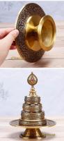 Exquisita talla hecha a mano de cobre puro templo budista placa manza de los siete tesoros, adorno de regalo artesanal nepalí - details 1