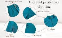 Uniforme de enfermera de color sólido para mujer, traje de pantalones de manga corta con cuello en V de tela de secado rápido, uniforme de enfermería con múltiples bolsillos - details 71