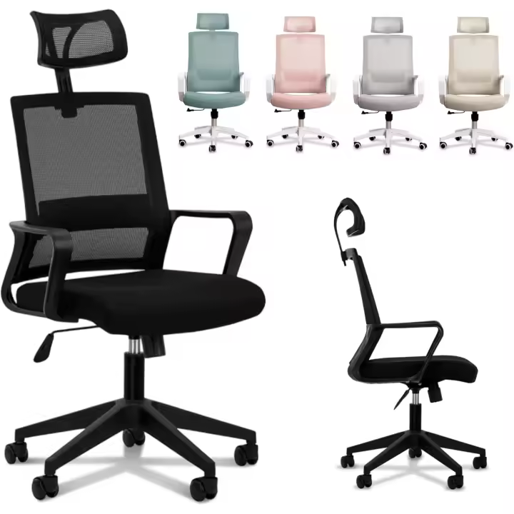 Ergonomica - Silla Oficina Ajustable y Reclinable con Soporte Lumbar, Reposacabezas Ajustable, - 1