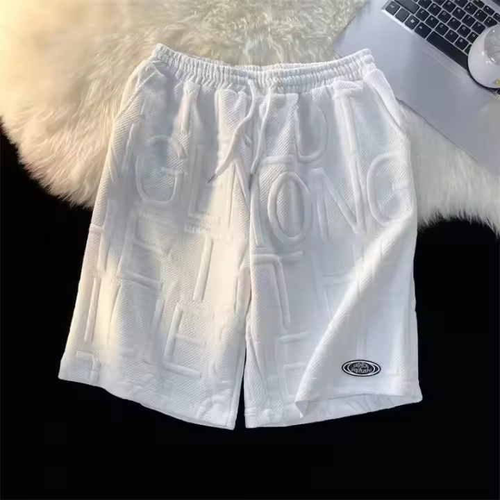 Shorts casuales para hombre otoño con cinta ajustable, pantalones de baloncesto secos y sueltos para gimnasio y uso diario. - 1