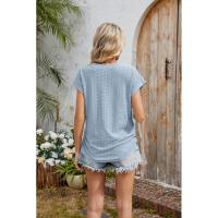 BUNO-2025 Camisetas para mujer de manga larga de algodón para mujer, camisetas con manga casquillo y cuello en V, camiseta informal holgada de manga larga de algodón para mujer - details 12