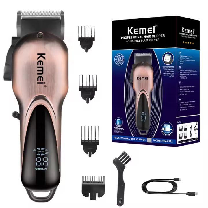 Kemei-cortadora de pelo profesional para hombres, máquina de corte de pelo eléctrica ajustable, recargable, potente, 6372 - 1