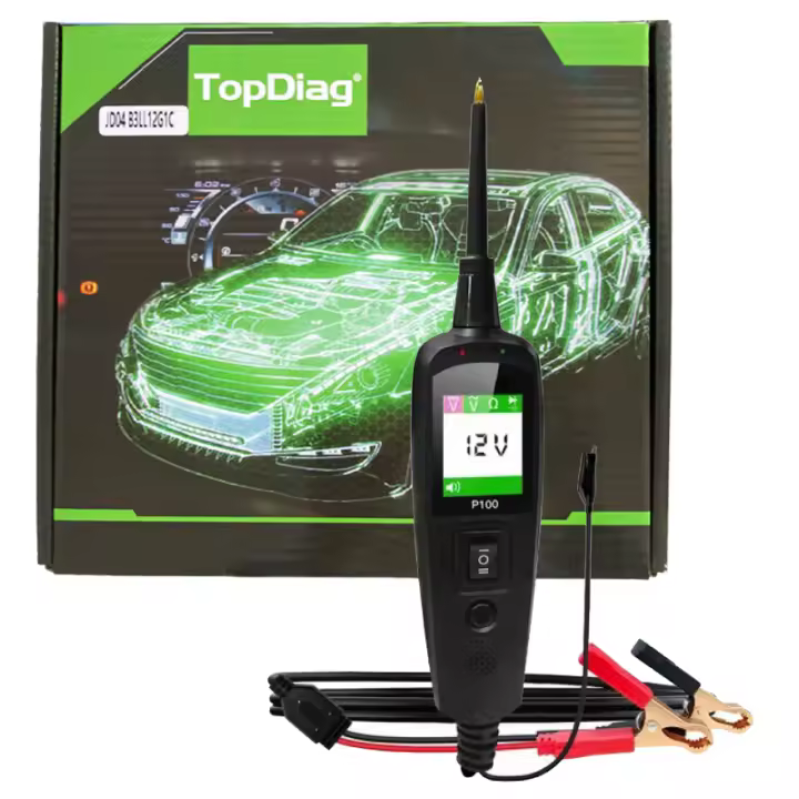 Prueba de Circuito Automotriz Topdiag P100 Probador de Potencia de 12V 24V con Cable de 40Pies - 1