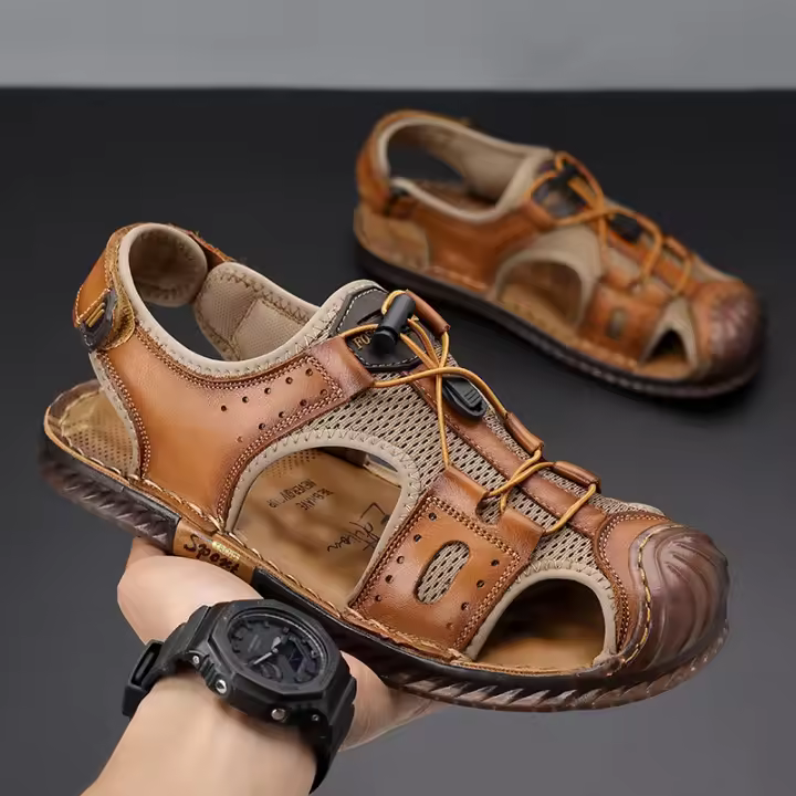 Sandalias de Hombre de Cuero Baotou Zapatos de Playa Casuales para el Verano al Aire Libre - 1