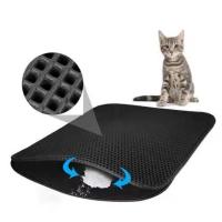 COTTECOTA-Tapete de arena para gatos 40x50 cm Alfombrilla Lavable Mantel de arena para gatos Diseño de panal de abeja bonito tapete impermeable fácil de limpiar, mantel individual para alimentos y agua, lavable para gatos, Tapete para gatos antideslizante - details 5