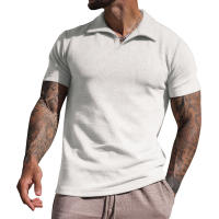 Camiseta de Verano para Hombre Polo Informal con Cuello en V Manga Corta Suelta con Gofres Gruesos - details 2
