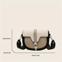 Elegante bolso de sillín bicolor para mujer - Colección elegante de primavera, lujo ligero, diseño de media luna con correa negra ajustable y cierre de cremallera, para llevar al hombro o cruzado, bolso - details 2