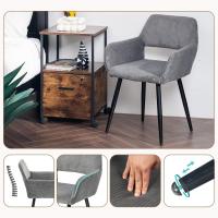 Juego de 2 Sillas de Comedor Vintage Retro Tapizadas en Gamuza con Reposabrazos y Patas Metálicas para Cocina/Salón - details 24
