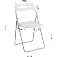 Silla Plegable para Ahorrar Espacio, Silla de Comedor para Interior y Exterior con Estructura de Acero, 42x38x78 cm (Blanco, 6) - details 2