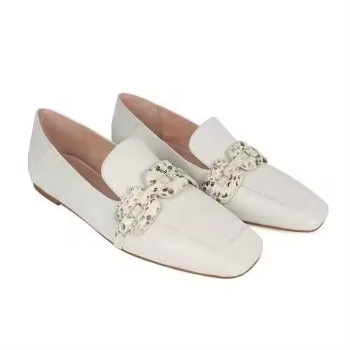 Fabricante de calzado informal, zapatos informales informales con punta cuadrada de alta calidad, logotipo de cordón plano cómodo para mujer - 1