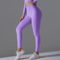 Hamidou-Pantalones deportivos de Yoga para mujer, mallas de cintura alta y caderas ajustadas, glúteos de melocotón, pantalones de Yoga desnudos de cintura alta - details 25