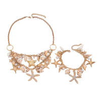 Conjunto de pulsera de collar de mujer Ocean Wind, collar de diseño de perlas de concha de estrella de mar personalizado, joyería - details 4