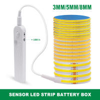 GAHADA Luz de Tira LED COB Lámpara de Gabinete de Cocina Blanco Cálido Natural con Sensor de Movimiento Cinta de Batería Flexible Iluminación y Decoración - details 0