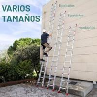 Escaleras Plegables de Aluminio Extensibles en 4x4 8+8 Escalones 4 Metros de Desplegamiento - details 2