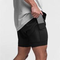 Pantalones cortos deportivos 2 en 1 para hombre, ropa deportiva de doble cubierta para correr, playa, gimnasio, entrenamiento - details 9