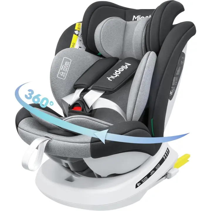 Silla de coche con Isofix giratoria 360 °   Grupo 0+/1/2/3, 0-12 años, 40-150 cm (Gris oscuro i-Size) - 1