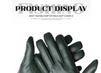 Guantes de piel de oveja para mujer, manoplas cortas de terciopelo fino para pantalla táctil, de cuero, de buena calidad, para invierno, 2226 - details 212