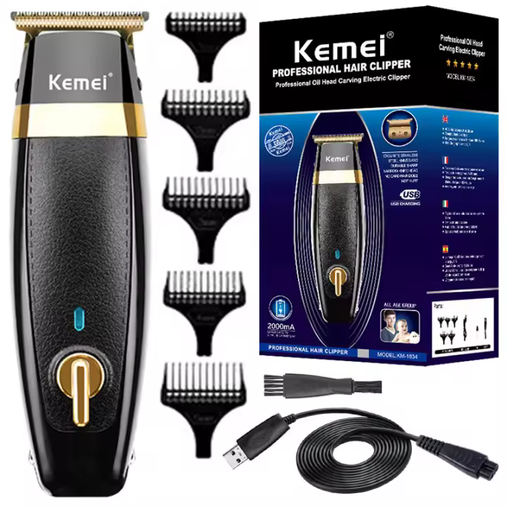 Kemei-cortadora de pelo profesional para hombres, cortadora de pelo de barba, contorno, eléctrica, recargable, máquina de corte de pelo de borde para el cuerpo, 1834 - 1