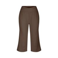 2024 primavera y verano mujeres elástico cintura alta 3/4 pantalón sólido Casual ajuste activo pantalones de pierna Capris anchos pantalones con bolsillos - details 29