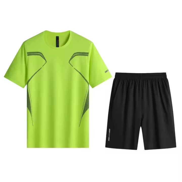 Traje deportivo de secado rápido de verano para hombre, pantalón corto para correr al aire libre, pantalones cortos de manga, ropa de secado rápido, ropa de fitness - 1