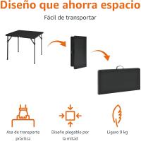 Mesa de Camping Plegable Cuadrada con Asa Ligera, Portátil, Adecuada para Interiores y Exteriores, 86.1 x 86.1 x 74 cm - details 2