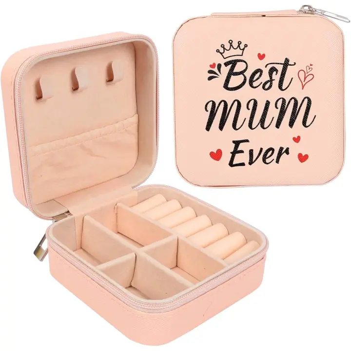 Joyero para mujer, mini joyero portátil, organizador de joyería de cuero PU para niñas, mujeres, madres, regalos del día de la madre - 1