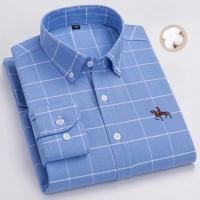 hombre manga larga ropa hombre S~7XL 100% algodón puro Camisa giratoria Oxford de manga larga para hombre Ocio de negocios Bolsillo bordado Slim Fit Estilo de botón Suave Med - details 19