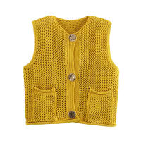 BUNO-Chaleco de punto sin mangas para mujer, ropa de botón, suéter elegante, camisetas sin mangas informales - details 15