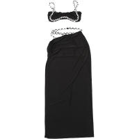 BUNO-Conjunto de 2 piezas con trenza de Color de gato extraño para mujer, Tops con sujetador + faldas ajustadas, vendaje con abertura lateral, trajes de tendencia para fiesta en la playa y vacaciones fruncidos - details 8