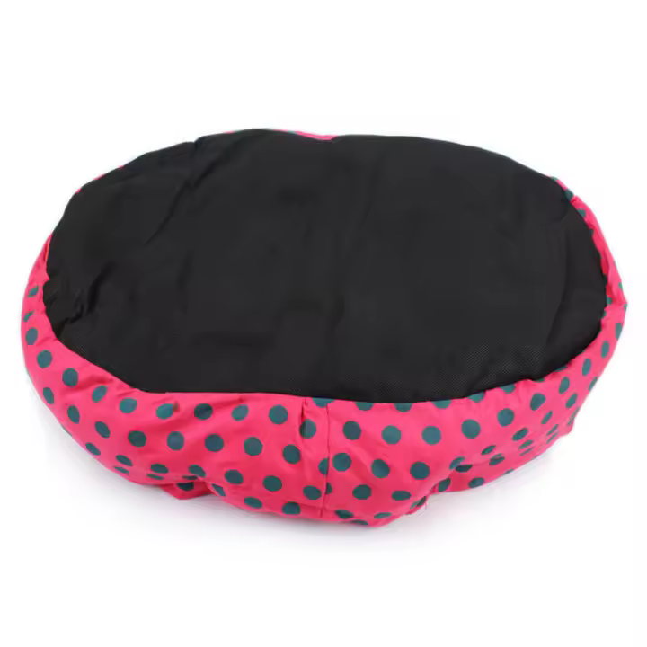 Cama de Mascotas Suave con Estampado de Puntos Almohada Redonda para Gatos, Cachorros, Perros Pequeños Suministros Cálidos para Mascotas - 1