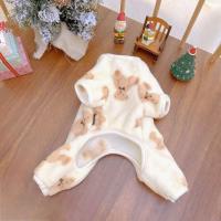 Mono de felpa con estampado de oso para mascotas, pijama de franela suave con estampado de oso para perros, cómodo y cálido, Pijama de terciopelo para gatos - details 5