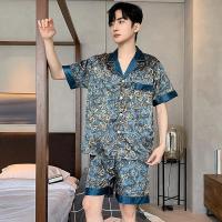 Pijama de Diseñador para Hombres Conjunto de Dormir de Seda de Hielo Delgado - details 16