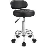 Heces giratorias con Ruedas Altura Ajustable Balneario Respaldo Negro - details 0