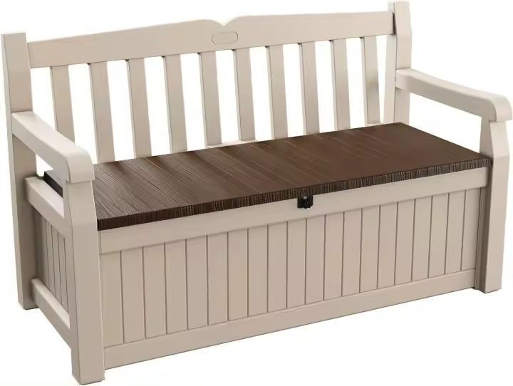 Baúl almacenaje, Capacidad 265L, Resina, Color Beige, 140 x 60 x 84 cm - 1