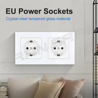 Doble Enchufe Estándar Europeo SRAN Panela de Vidrio Templado Montado en la Pared Voltaje de 250V - details 1