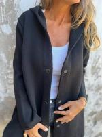 2025 Chaqueta casual con capucha de un solo pecho, color sólido, otoño e invierno, - details 16