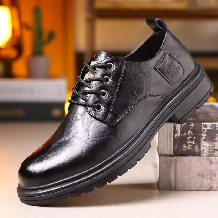 Plataforma de color sólido retro de cuero denim para hombre diseñada por moda ca boda suave - 1