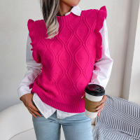 Suéter de punto sin mangas con volantes para mujer, chaleco informal, Otoño e Invierno - details 5