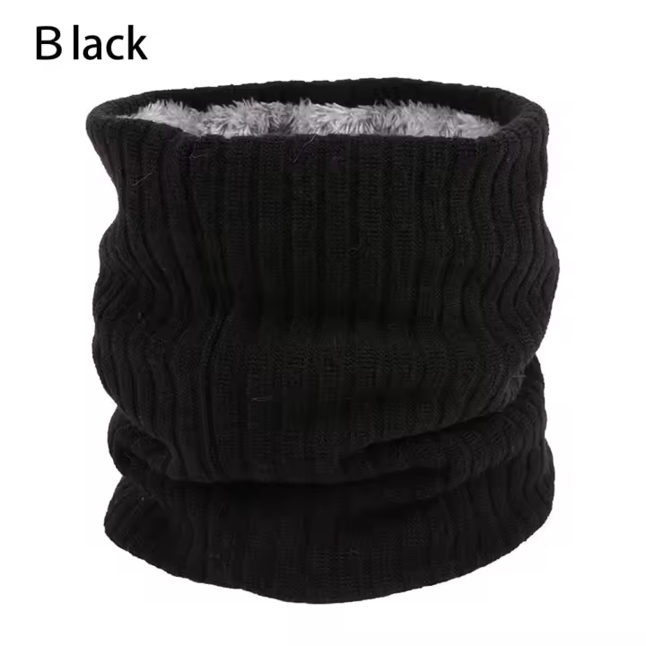 Bufanda de cuello de doble capa para hombres y mujeres, bufanda forrada suave, bufanda gruesa de punto, calentador, bufandas de bucle circular, envoltura de Chal, Invierno - 1