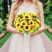 Ramos de Girasol Artificiales Búquet de Flores Falsas de 7 Cabezas 29cm de Enredaduras - details 5