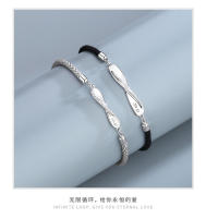 Jin Hongyu-pulseras de pareja de tira Möbius de plata pura para hombres y mujeres, par de cuerda de mano tejida de nicho, regalo conmemorativo de estilo coreano - details 3