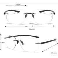 Gafas de sol fotocromáticas sin montura, lentes de lectura TR90 bifocales, templo elástico, cómodas, protección UV + 0,75 a + 4 - details 1