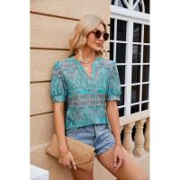 Camiseta holgada con estampado vintage para mujer, ropa de manga corta de estilo coreano a la moda, Top informal con cuello en V para mujer - details 2