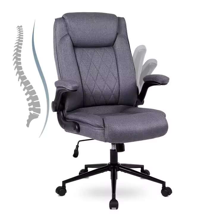 Silla de Oficina ergonómica, Silla de Escritorio con Respaldo Alto y Regulable en Altura, Silla giratoria con reposacabezas Cómoda, Silla ejecutiva para Oficina, Negro, Gris Oscuro - 1