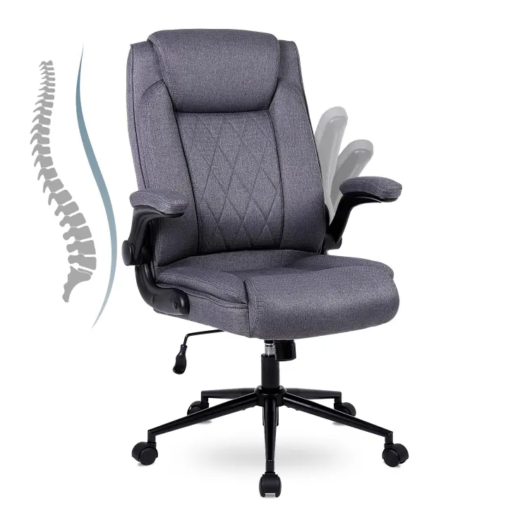 Silla de Oficina ergonómica, Silla de Escritorio con Respaldo Alto y Regulable en Altura, Silla giratoria con reposacabezas Cómoda, Silla ejecutiva para Oficina, Negro, Gris Oscuro - 1