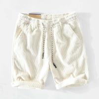 Pantalones Cortos de Corduroy Retro para Hombres Pantalones de Moda Casual de Verano Ligeros con Encaje Multifuncional de Medio Largo - details 11